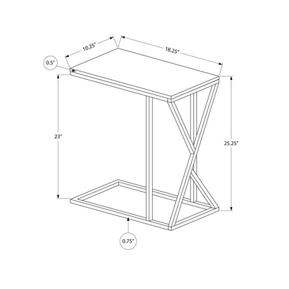 Accent Table, C-shaped, End, Side, Snack, Living Room, Bedroom, Black Laminate