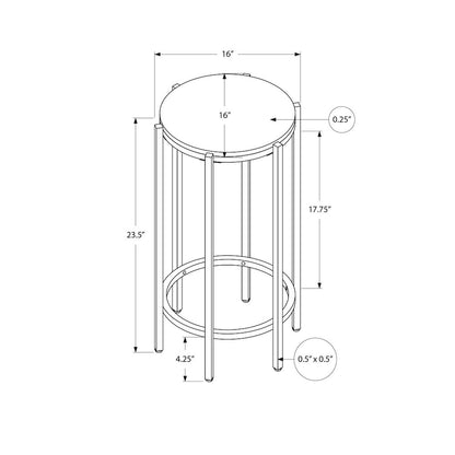 Accent Table, End, Round Dark Bronze Laminate, Black Metal, Contemporary