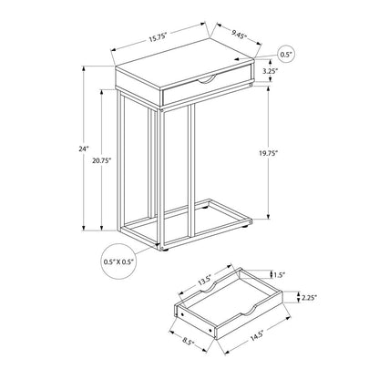 Accent Table, C-shaped, End, Side, Snack, Storage Drawer, Living Room