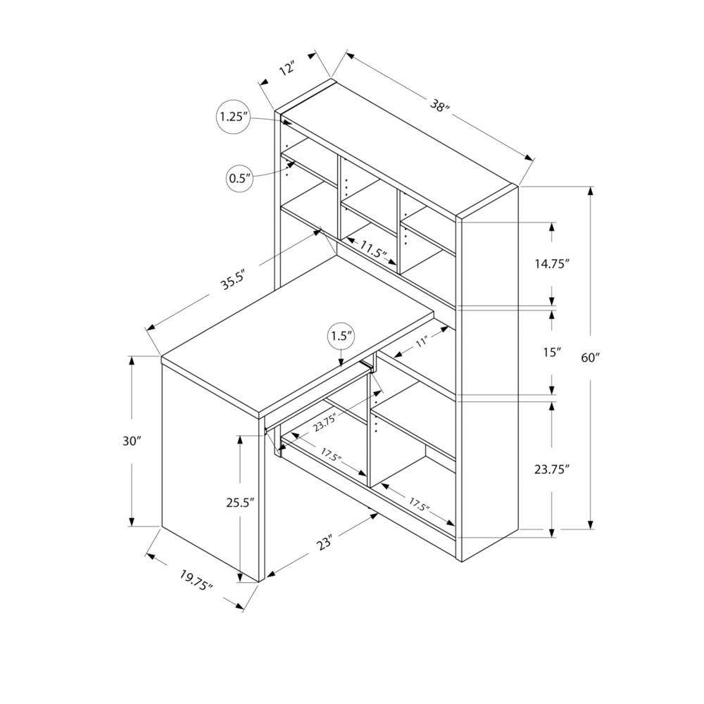 Computer Desk, Home Office, Bookcase, Corner, Storage Shelves, Left