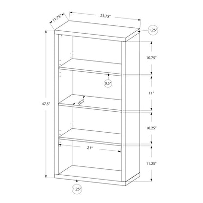 Bookshelf, Bookcase, Etagere, 5 Tier, 48H, Office, Bedroom, Brown Laminate