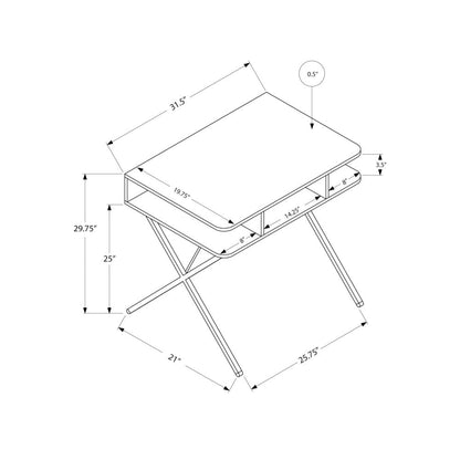 Computer Desk, Home Office, Laptop, Storage Shelves, 31L, Work, White Laminate