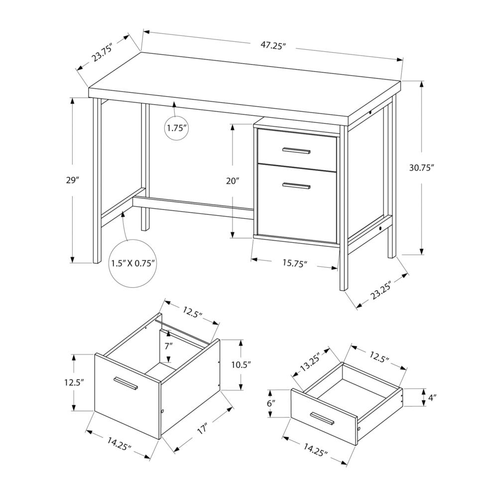 Computer Desk, Home Office, Laptop, Left, Right Set-up, Storage Drawers, 48L