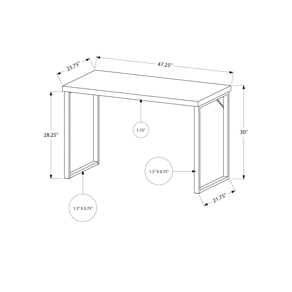 Computer Desk, Home Office, Laptop, 48L, Work, White Laminate, Grey