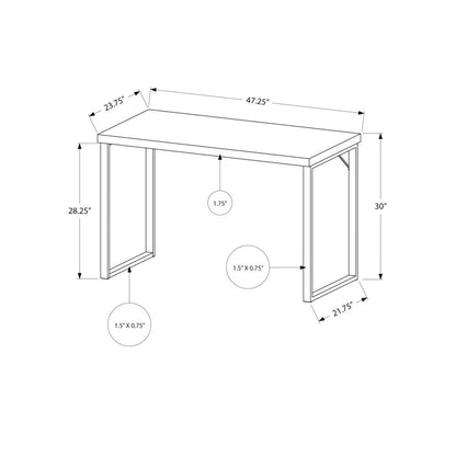 Computer Desk, Home Office, Laptop, 48L, Work, White Laminate, Grey