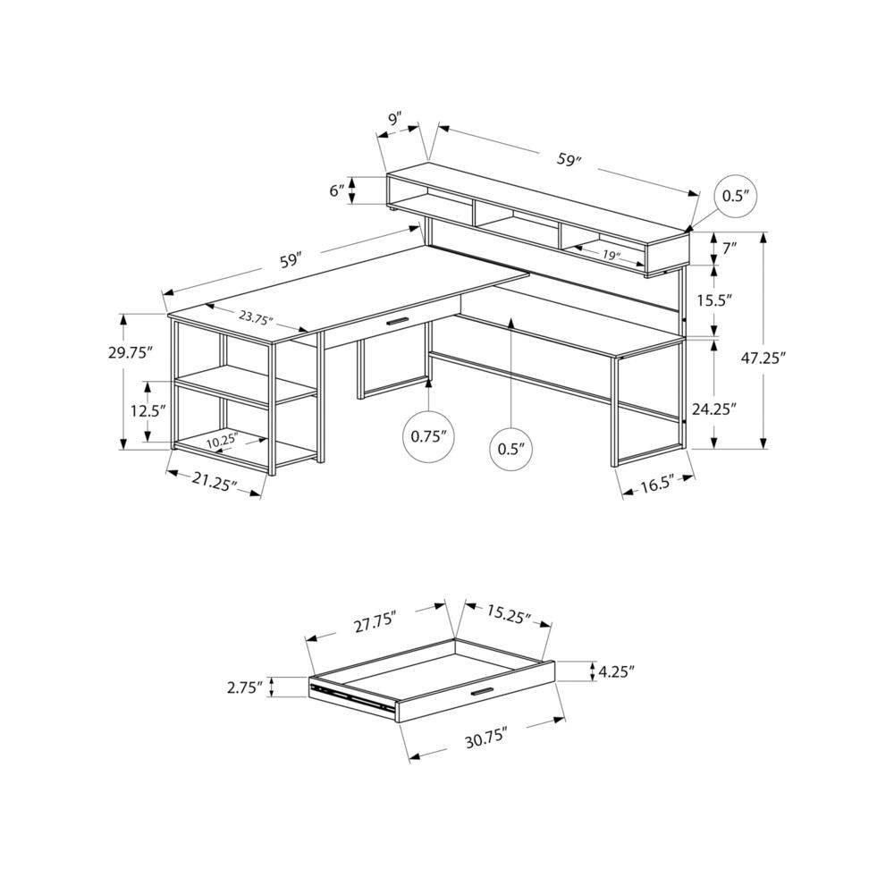 Computer Desk, Home Office, Corner, Storage Drawers, L Shape, Work, Laptop
