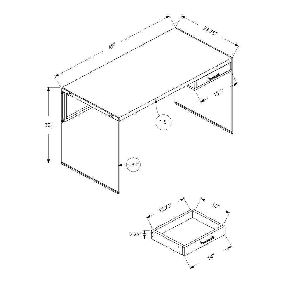 Computer Desk, Home Office, Laptop, Storage Drawers, 48L, Work