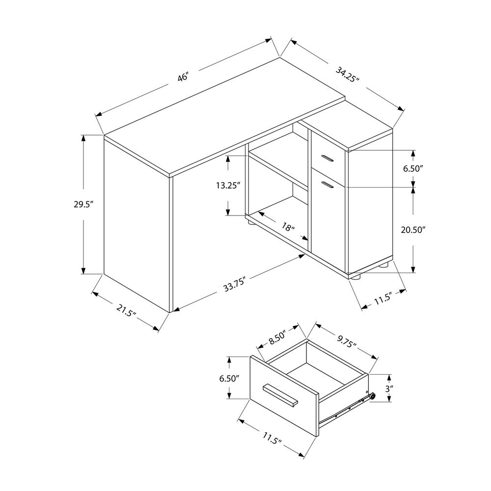 Computer Desk, Home Office, Corner, Storage Drawers, 46L, L Shape, Work