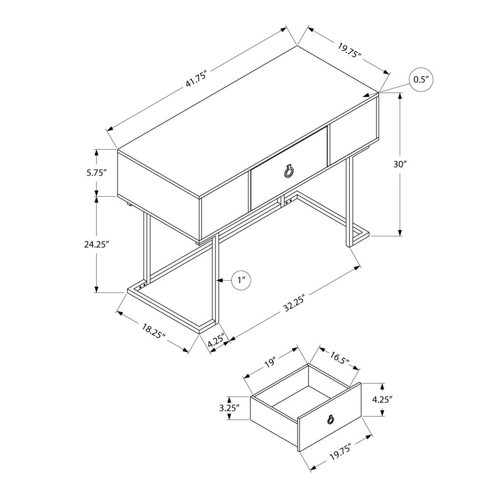 Computer Desk, Home Office, Laptop, Storage Drawers, 42L, Work, Glossy White