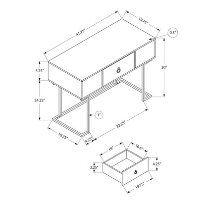 Computer Desk, Home Office, Laptop, Storage Drawers, 42L, Work, Glossy White