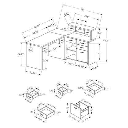 Computer Desk, Home Office, Corner, Left, Right Set-up, Storage Drawers