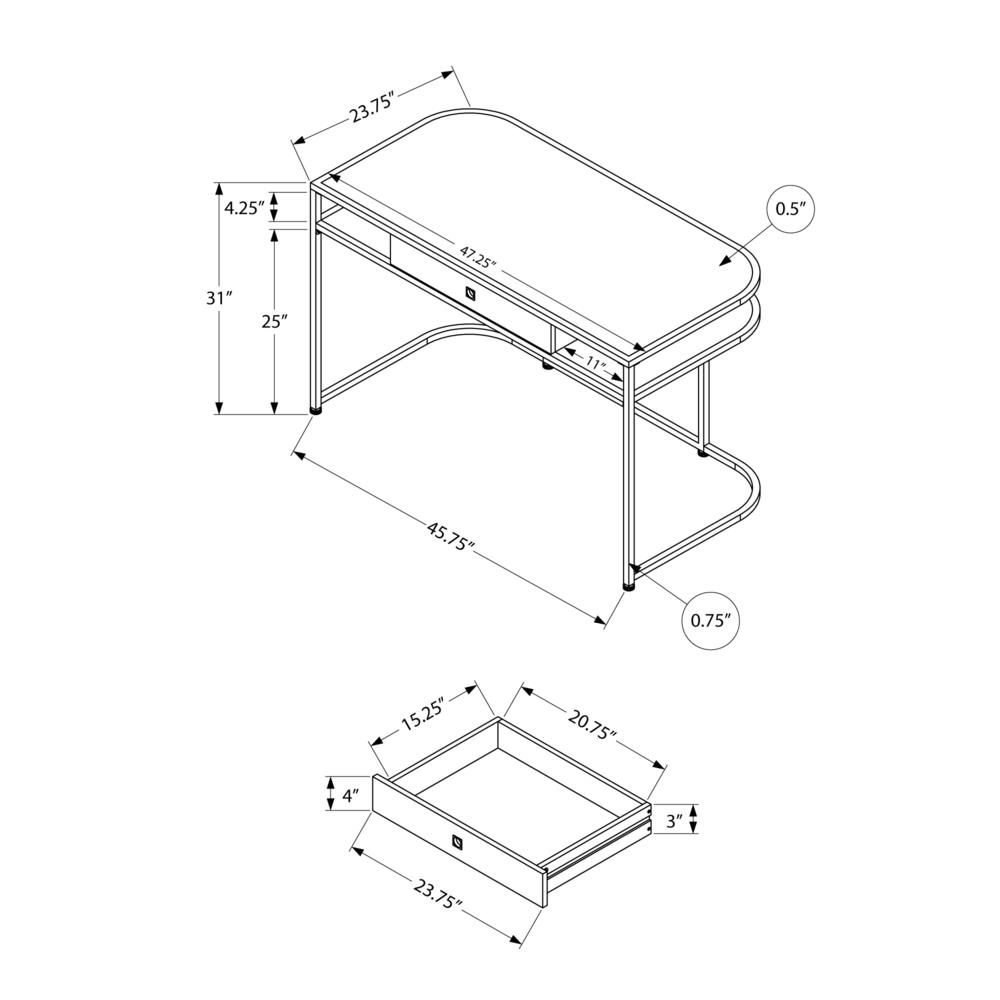 Computer Desk, Home Office, Laptop, Storage Drawers, 48L, Work, White Laminate