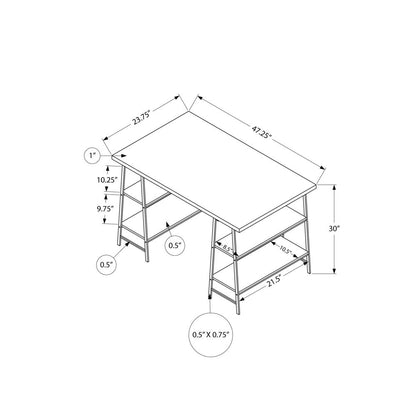 Computer Desk, Home Office, Laptop, Storage Shelves, 48L, Work, Grey Laminate
