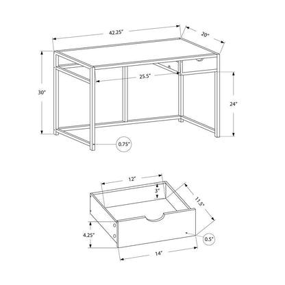 Computer Desk, Home Office, Laptop, Storage Drawer, 42L