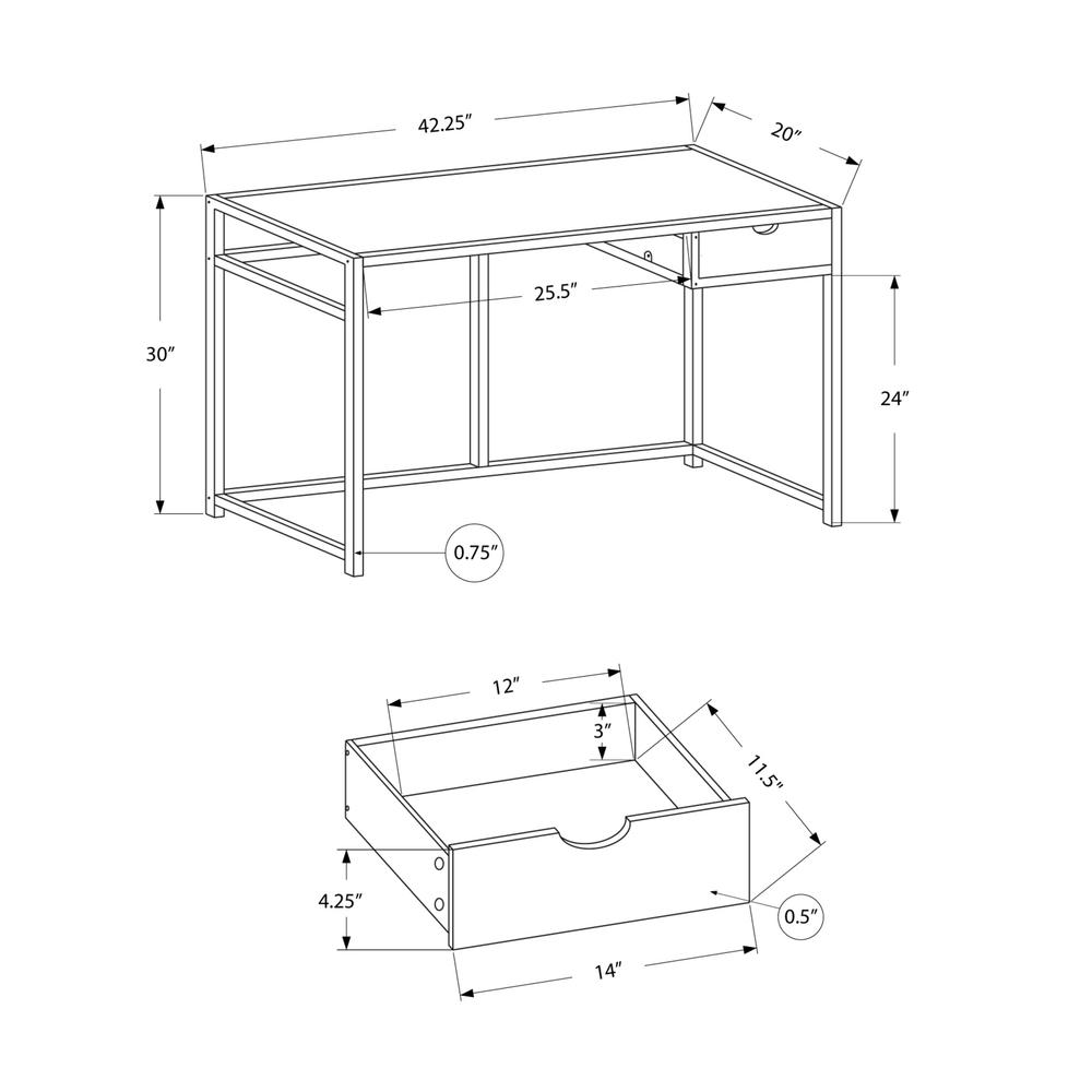 Computer Desk, Home Office, Laptop, Storage Drawer, 42L