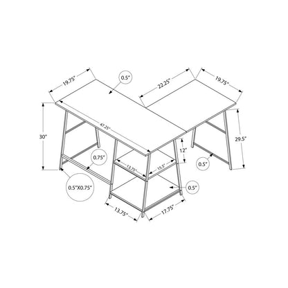 Computer Desk, Home Office, Corner, Storage Shelves, 48L, L Shape, Work