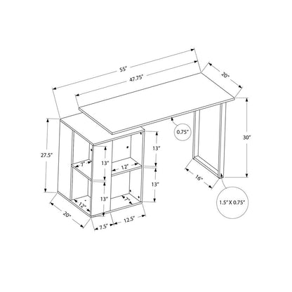 Computer Desk, Home Office, Left, Right Set-up, Storage Shelves, 55L, Work