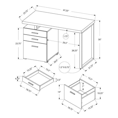 Computer Desk, Home Office, Laptop, Left, Right Set-up, Storage Drawers, 48L