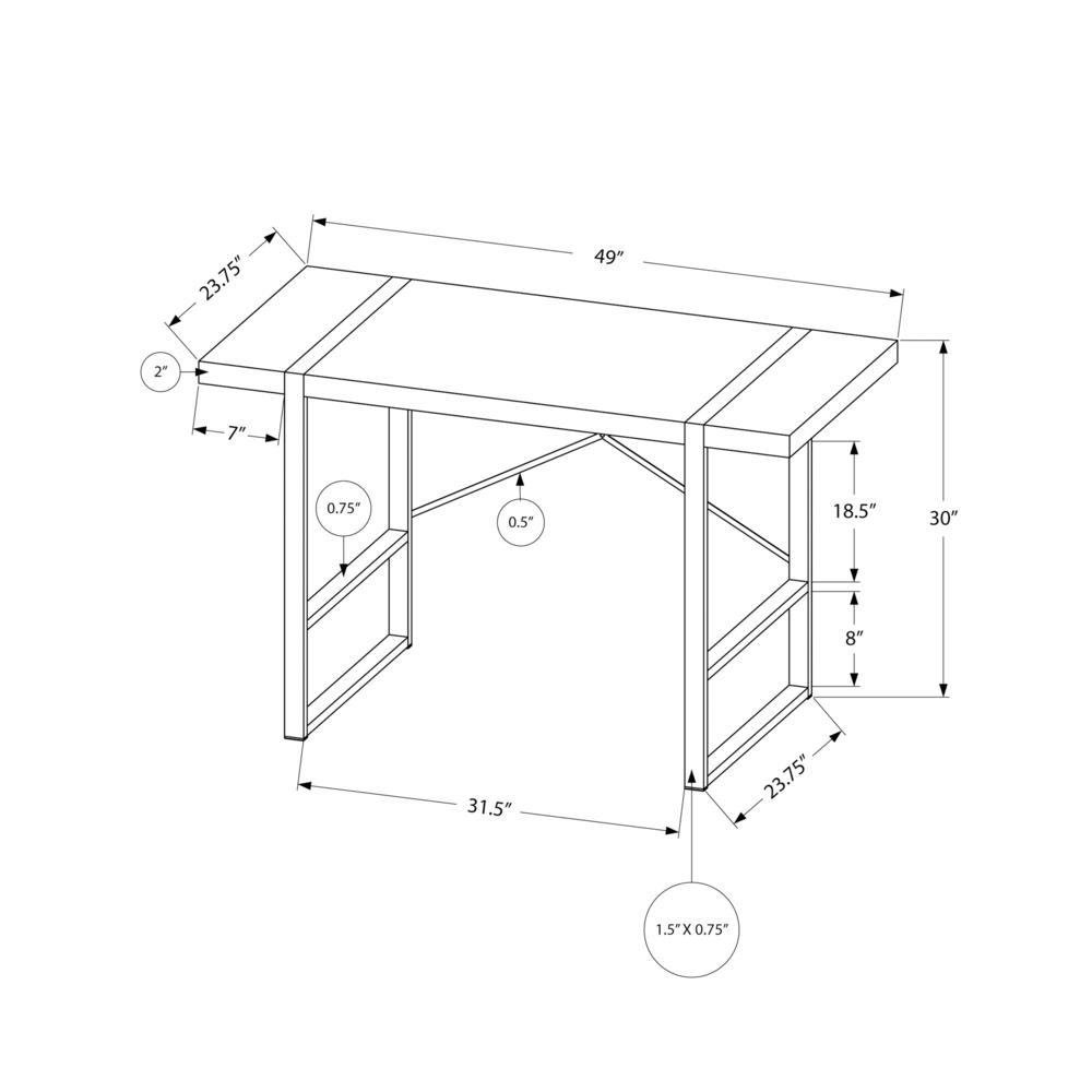 Computer Desk, Home Office, Laptop, 48L, Work, White Laminate, Grey