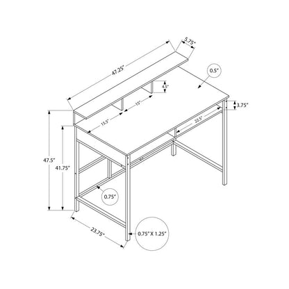 Computer Desk, Home Office, Standing, Storage Shelves, 48L, Work, Laptop