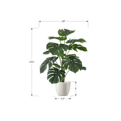 Artificial Plant, 24" Tall, Monstera, Indoor, Faux, Table, Greenery, Real Touch