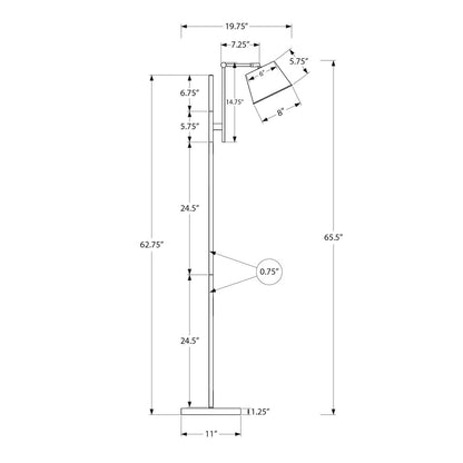 Lighting, 65"H, Floor Lamp, Black Metal, Nickel Shade, Contemporary