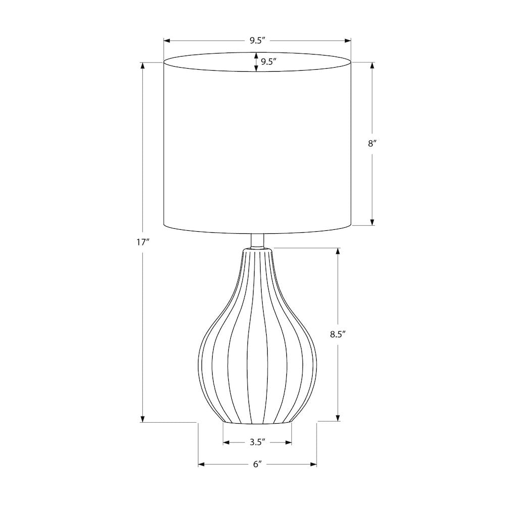 Lighting, 17"H, Table Lamp, Grey Ceramic, Ivory / Cream Shade, Contemporary