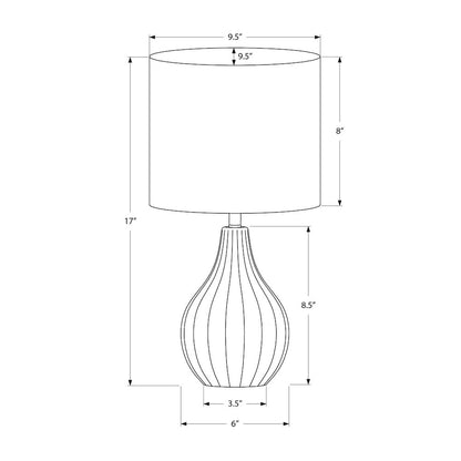 Lighting, 17"H, Table Lamp, Grey Ceramic, Ivory / Cream Shade, Contemporary