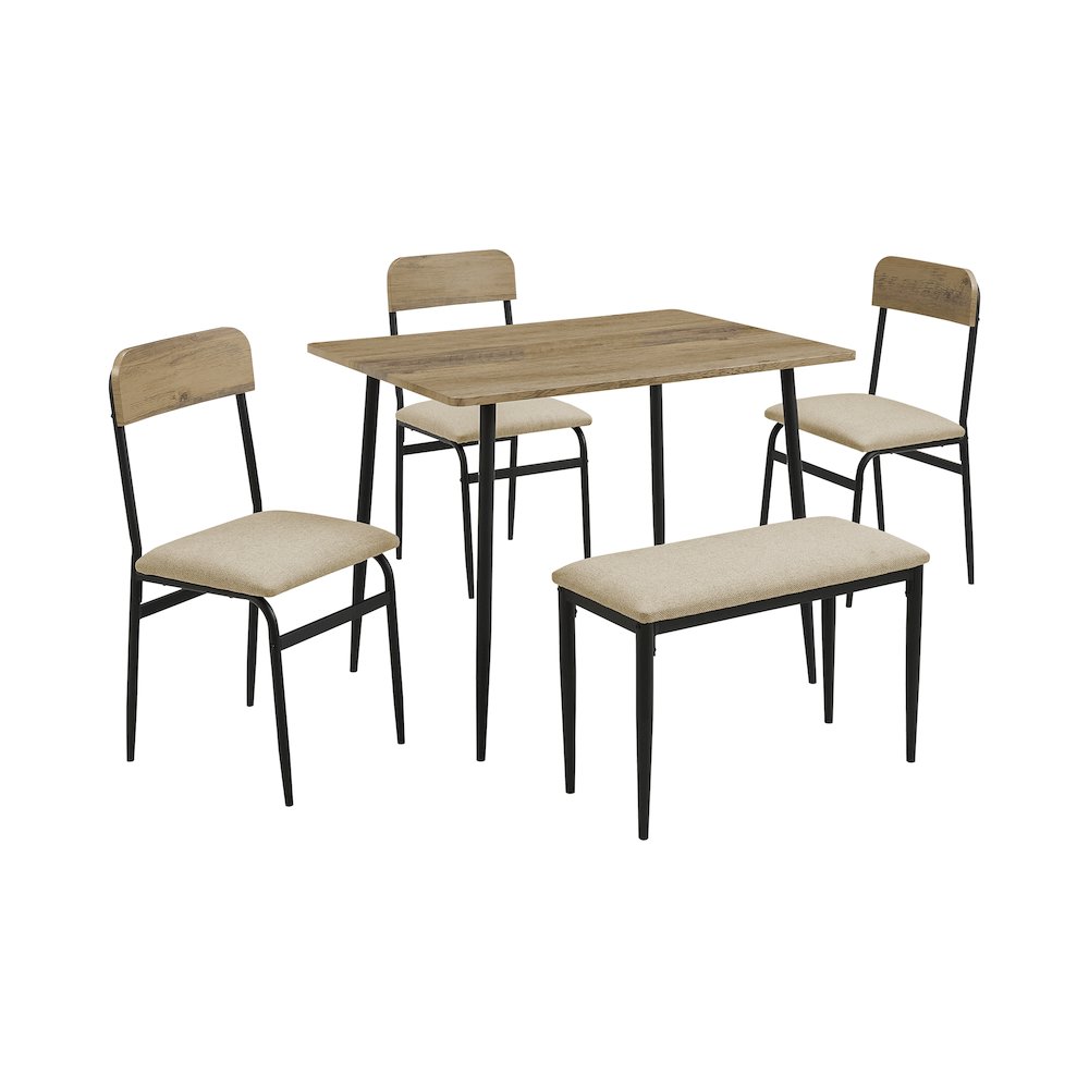 Dining Set, 5pcs Set, 40"" Rectangular, Small, Black Metal
