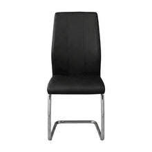 Leather-Look Upholstered Dining Chairs with Chrome Legs, Set of 2, Black