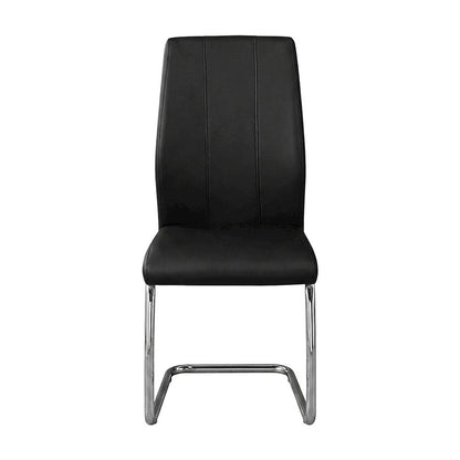 Leather-Look Upholstered Dining Chairs with Chrome Legs, Set of 2, Black