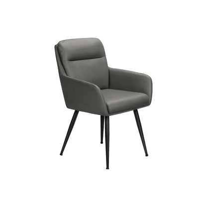 Dining Chair, 34"" Height, Set Of 2, Upholstered, Side, Grey Leather Look
