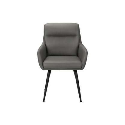 Dining Chair, 34"" Height, Set Of 2, Upholstered, Side, Grey Leather Look