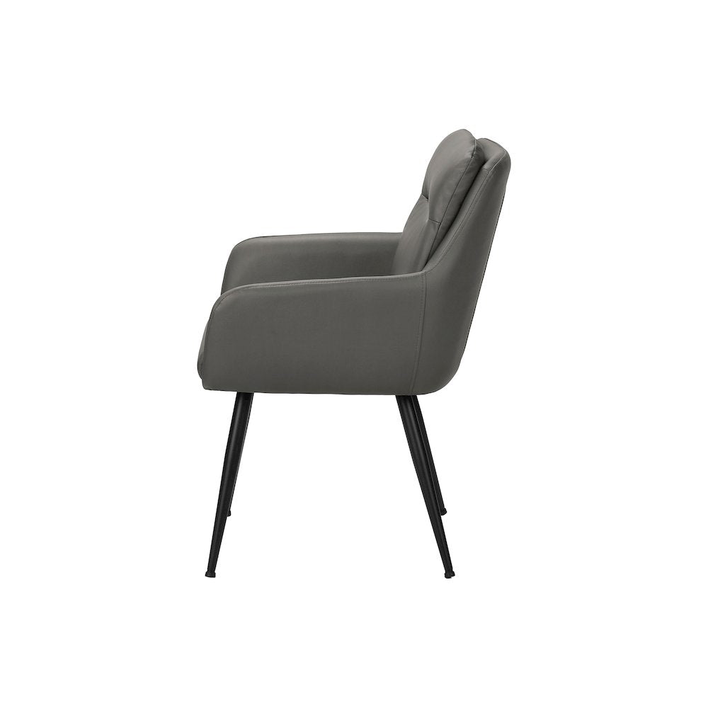 Dining Chair, 34"" Height, Set Of 2, Upholstered, Side, Grey Leather Look