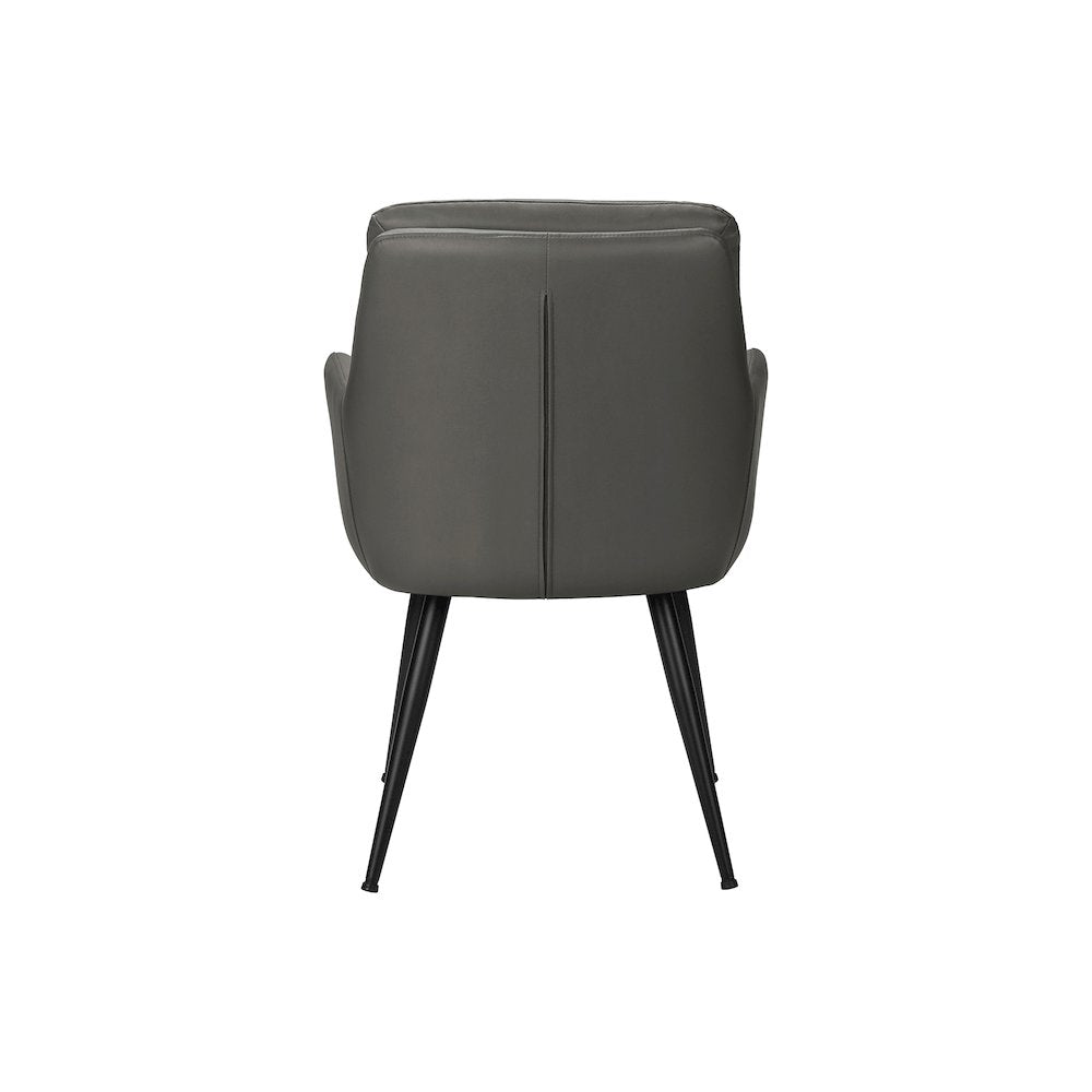 Dining Chair, 34"" Height, Set Of 2, Upholstered, Side, Grey Leather Look