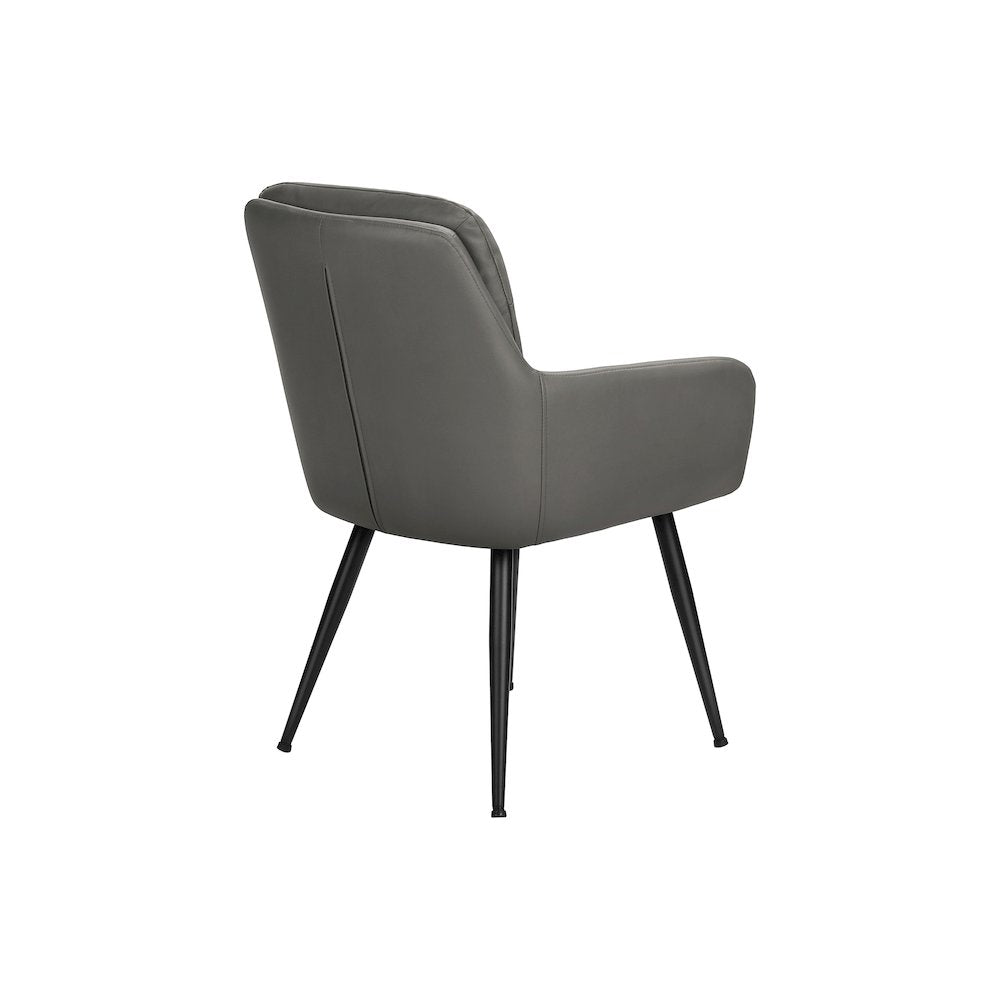 Dining Chair, 34"" Height, Set Of 2, Upholstered, Side, Grey Leather Look