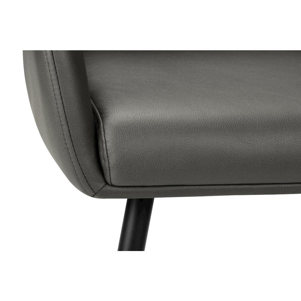 Dining Chair, 34"" Height, Set Of 2, Upholstered, Side, Grey Leather Look