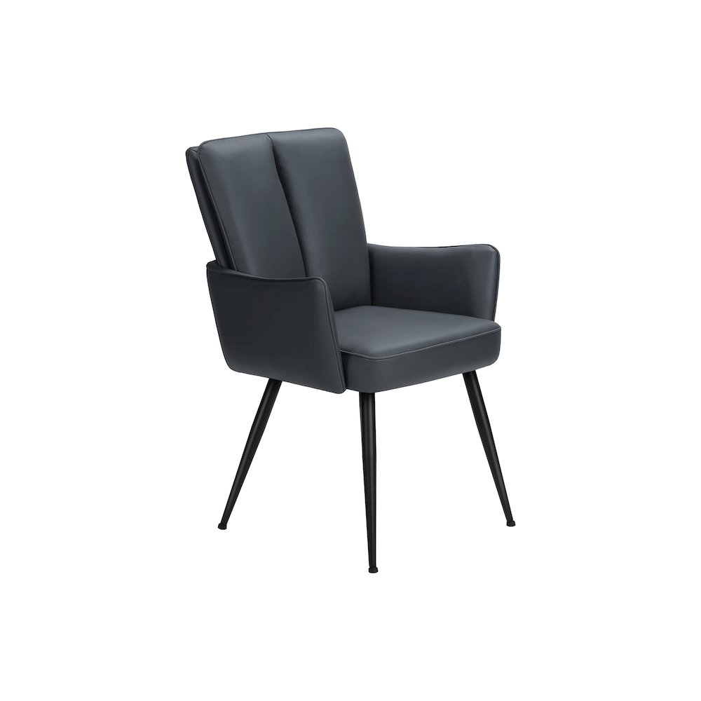 Dining Chair, 36"" Height, Set Of 2, Upholstered, Side, Blue Leather Look