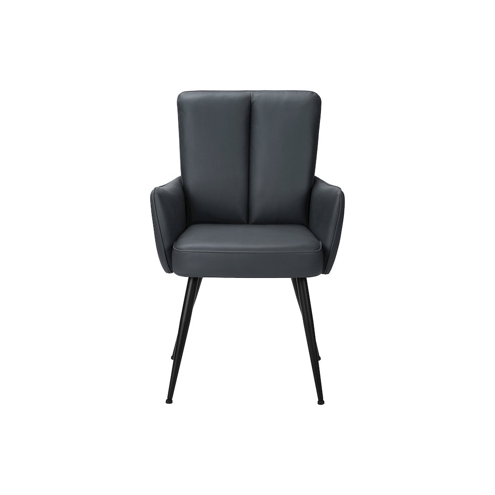 Dining Chair, 36"" Height, Set Of 2, Upholstered, Side, Blue Leather Look