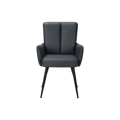 Dining Chair, 36"" Height, Set Of 2, Upholstered, Side, Blue Leather Look