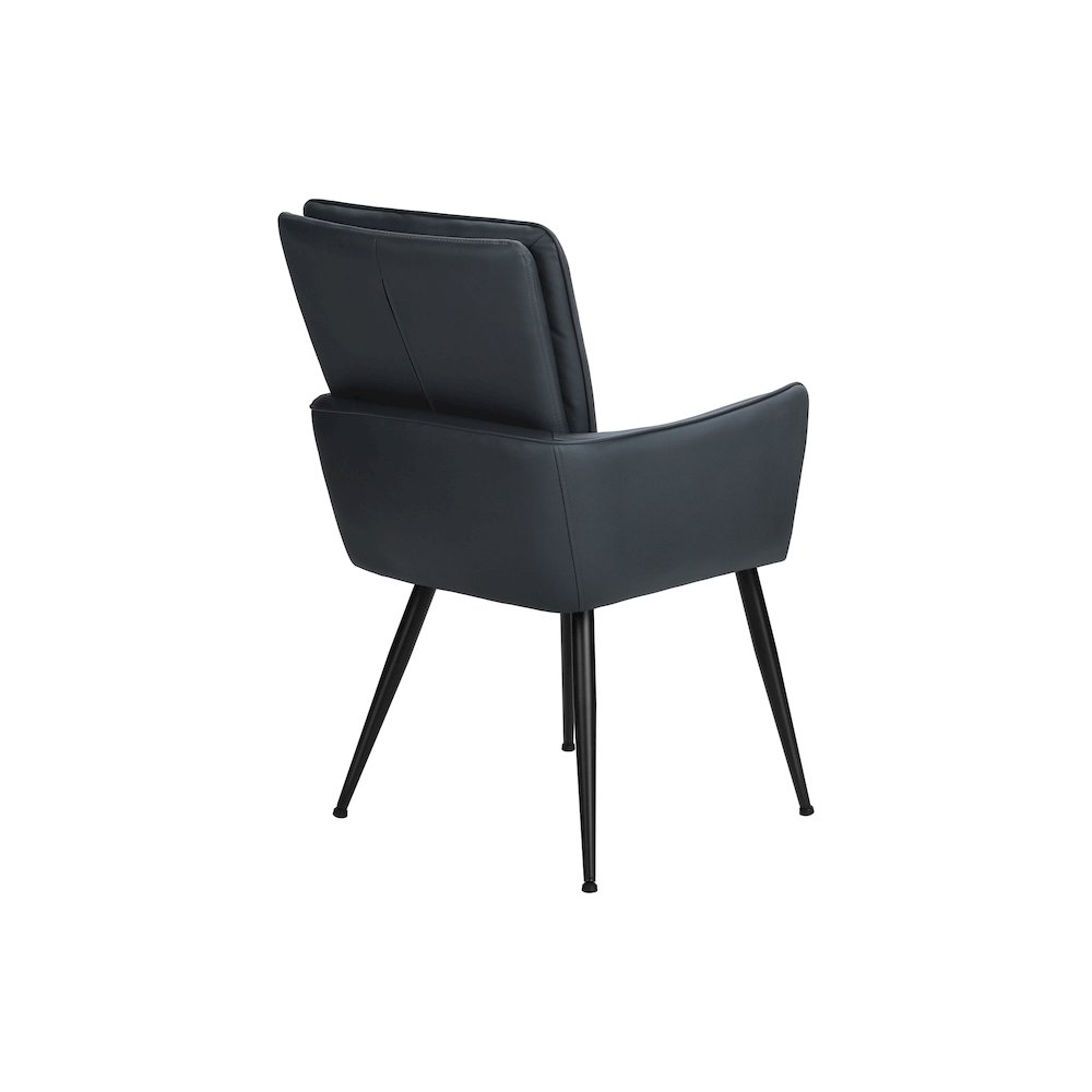 Dining Chair, 36"" Height, Set Of 2, Upholstered, Side, Blue Leather Look