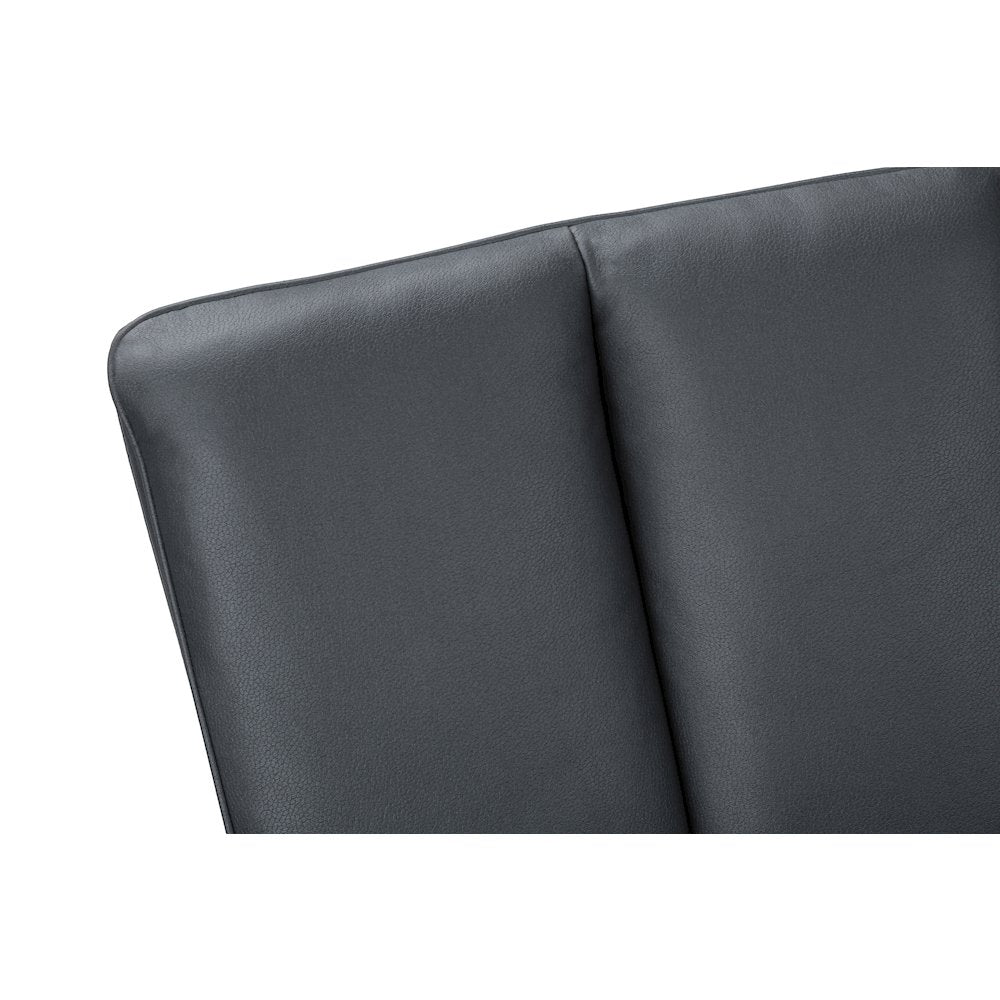 Dining Chair, 36"" Height, Set Of 2, Upholstered, Side, Blue Leather Look