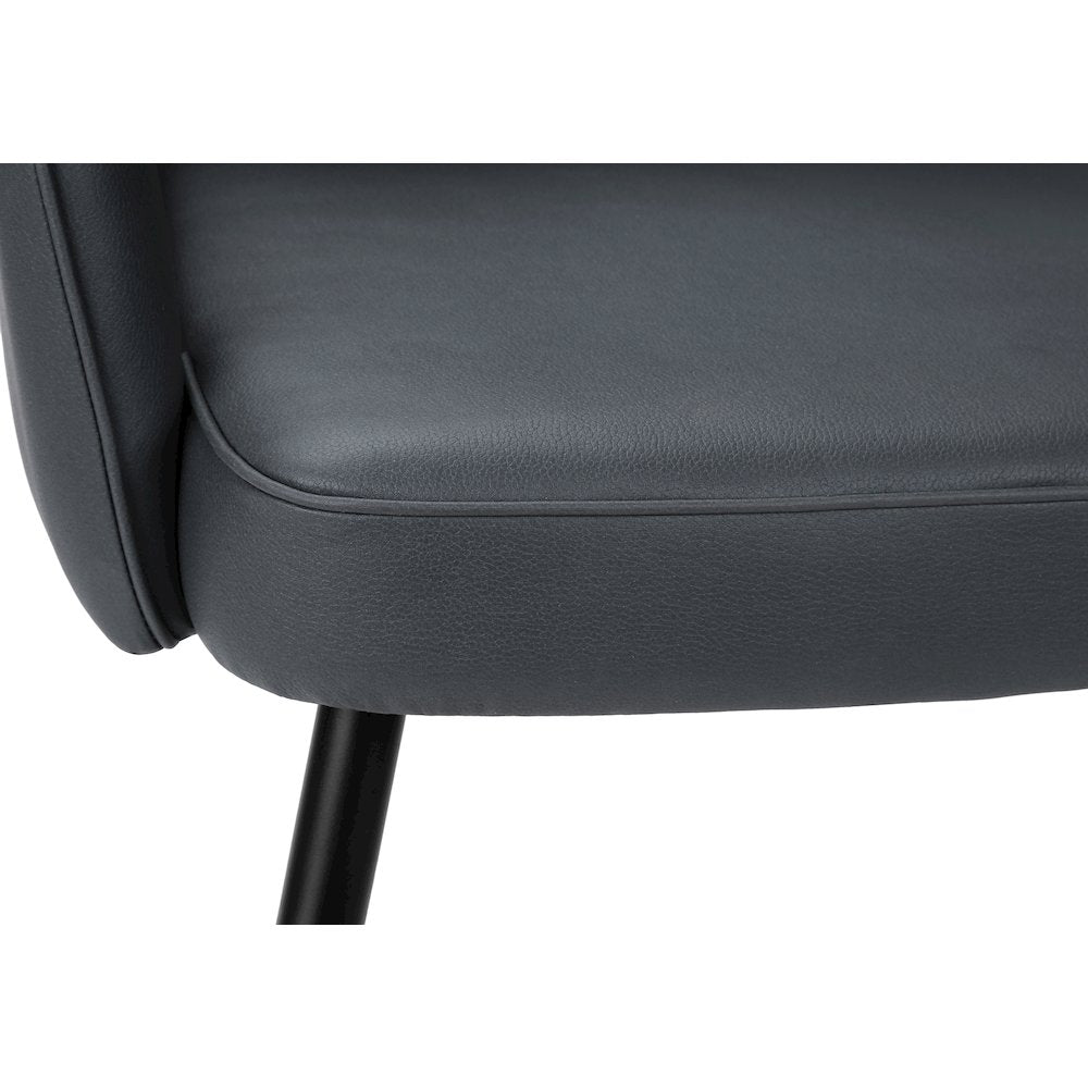 Dining Chair, 36"" Height, Set Of 2, Upholstered, Side, Blue Leather Look
