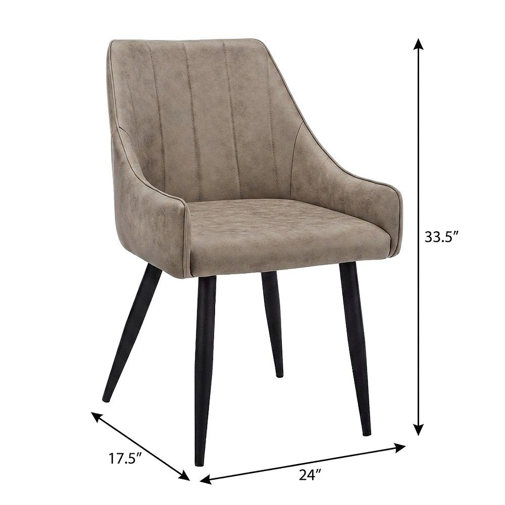 Upholstered Kitchen Side Dining Chairs, Modern Metal, Set of 2, Taupe,Black