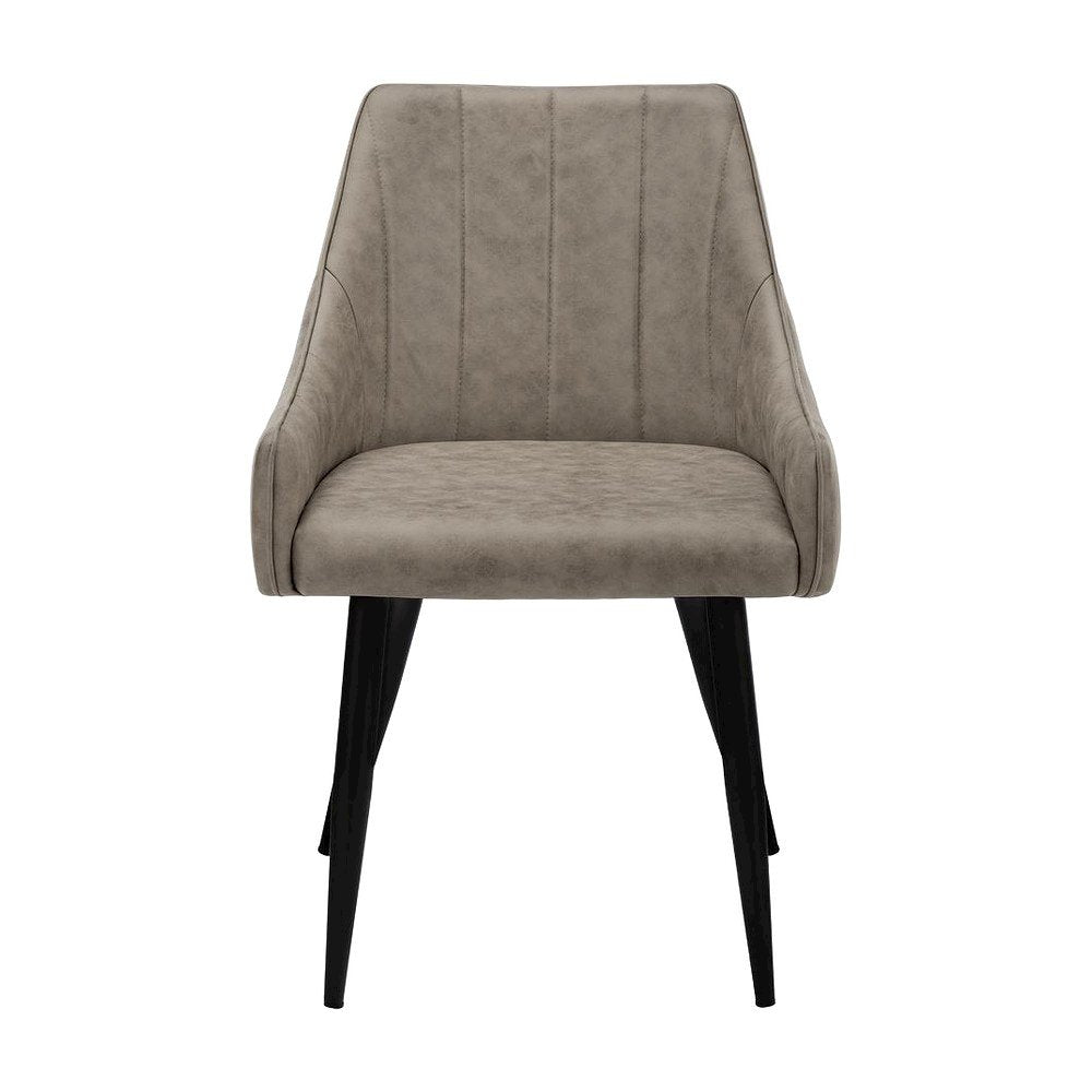 Upholstered Kitchen Side Dining Chairs, Modern Metal, Set of 2, Taupe,Black