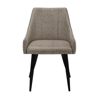Upholstered Kitchen Side Dining Chairs, Modern Metal, Set of 2, Taupe,Black