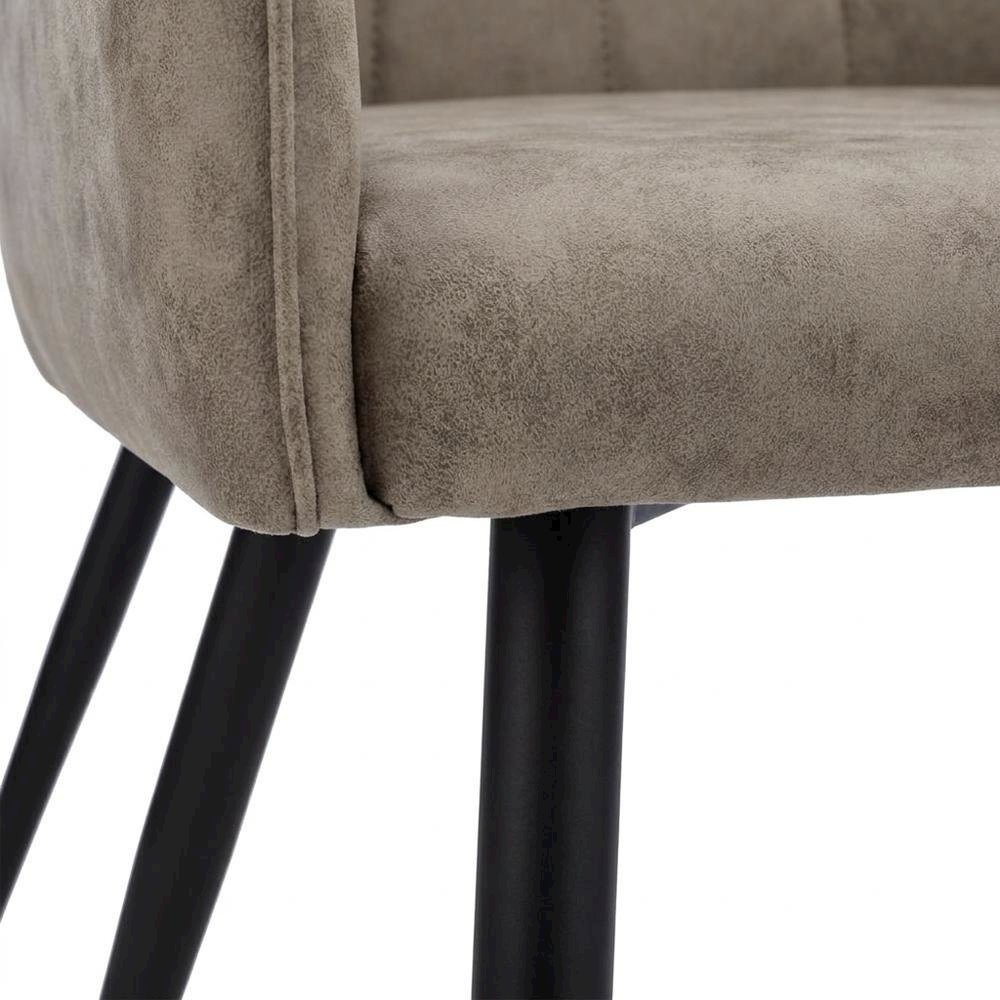 Upholstered Kitchen Side Dining Chairs, Modern Metal, Set of 2, Taupe,Black