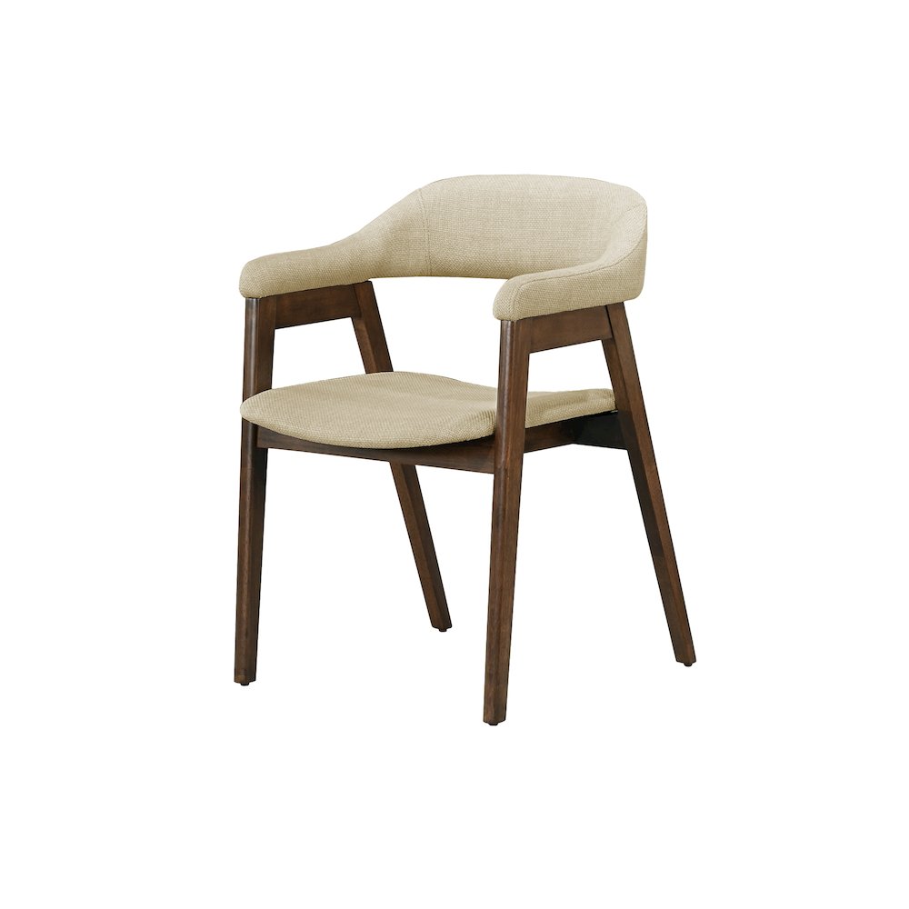 Dining Chair, 32"" Height, Set Of 2, Side, Upholstered, Dark Walnut, Sand Fabric