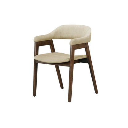 Dining Chair, 32"" Height, Set Of 2, Side, Upholstered, Dark Walnut, Sand Fabric