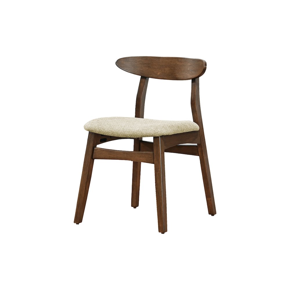 Dining Chair, 30"" Height, Set Of 2, Side, Upholstered, Dark Walnut, Sand Fabric